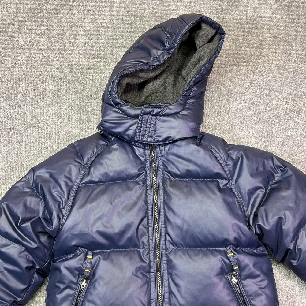 Gap Down Puffer Jacket Kids S (6-7) Blue Hooded Fleece Lined Winter Type G86
